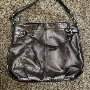 Coach Metallic Gray Shoulder Bag